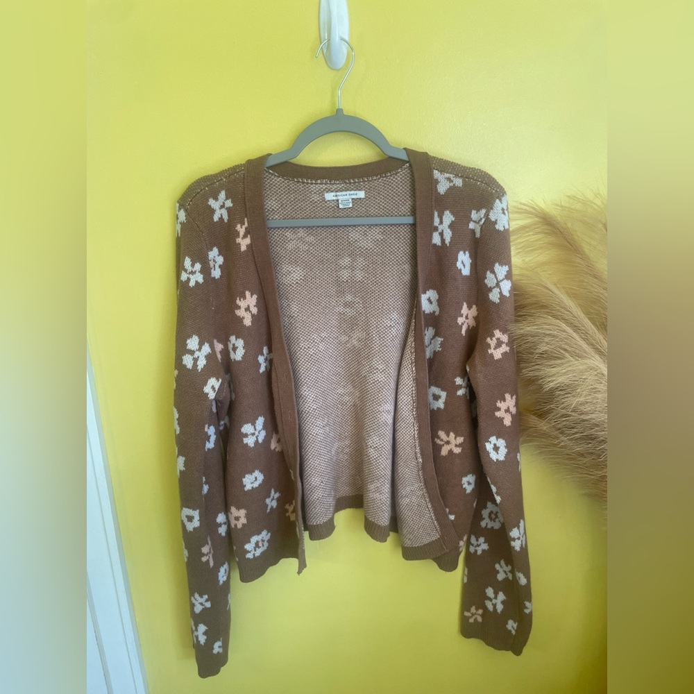 American Eagle Outfitters Brown Floral Cardigan